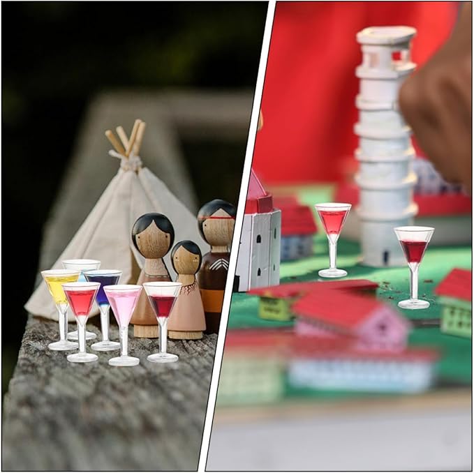 Toyvian 12pcs Miniature Cocktail Dollhouse Accessories Realistic Mini Wine Glasses for Dollhouse Decor Crafts for Boys and Girls Vibrant Colors for Miniature Displays