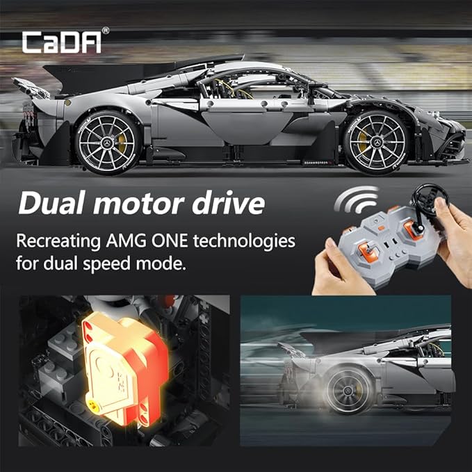 CaDA C61503W Mercedes-AMG ONE Builidng Block Set, 1:8 Mercedes AMG Speed Champion Brick Model with Ejection Start Gameplay, Super Car Collection Toy Sets for Adults (3295PCS)