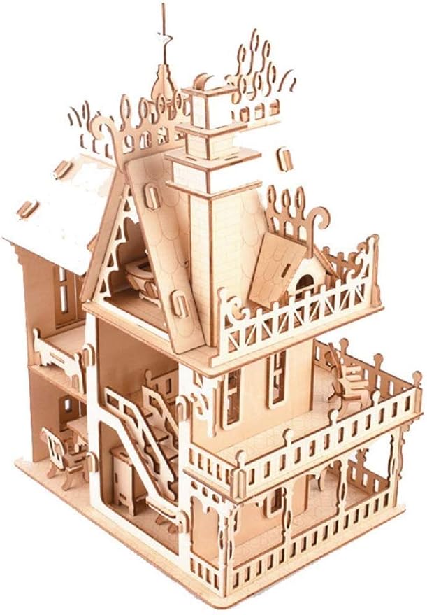 3D Puzzle House, Fantasy Villa Model Kit DIY Miniature Dolls House Kits Birthday Gift for Adults (Fantasy Villa)