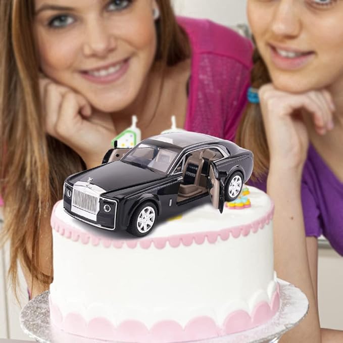 EROCK 1/24 Rolls-Royce Sweptail Toy Car Alloy Diecast Collectible Model Car for Kids Gift, Pull Back Toy Car with Sound and Light, Classic Double Door, Car Logo Can be Folded, Sweptail Black