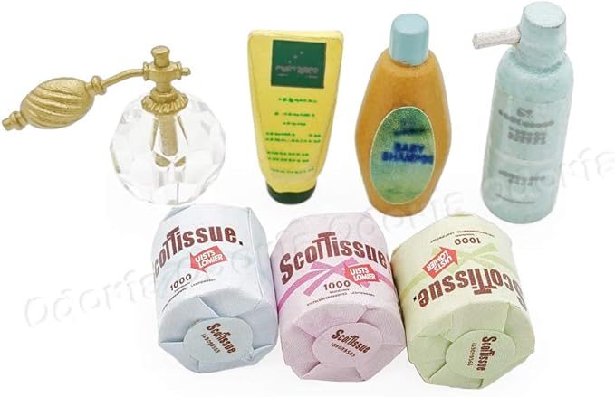 Odoria 1/12 Miniature Toilet Paper Rolls and Shampoo Perfume Dollhouse Bathroom Accessories