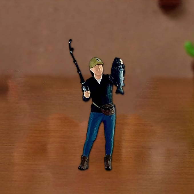 1/64 Fishing Figure Miniature Resin Model, Tiny People Decoration