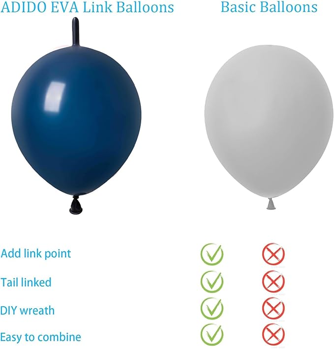 ADIDO EVA Link Balloons Navy Blue 6 Inch Latex Quick Linkale Balloon 80 Pcs for Birthday, Halloween, Christmas, Party Festival Decorations