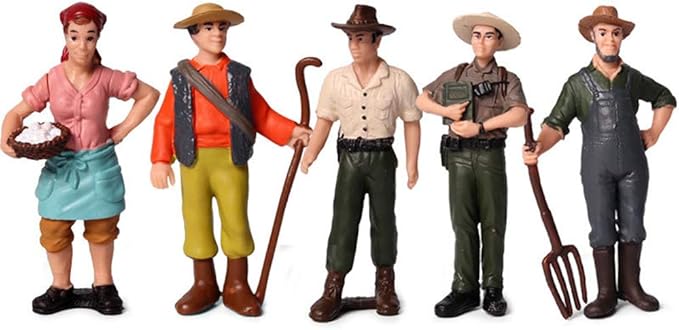 5 PCS Little Farmer People Figures, Realistic Hand Painted Farmer People Figurines Plastic Model People Toys Playset for Kids Toldders