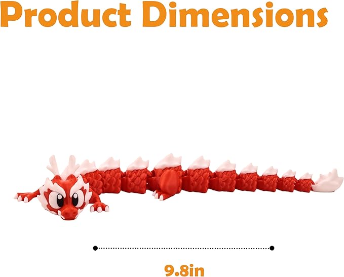 9.8 Inches 3D Printed DragonFigurines, Animal Figurines, Articulated Fidget Toys, Desk Decoration, Party Favor, Birthday Gifts, Office Display, Collectible Animals for Boys and Girls