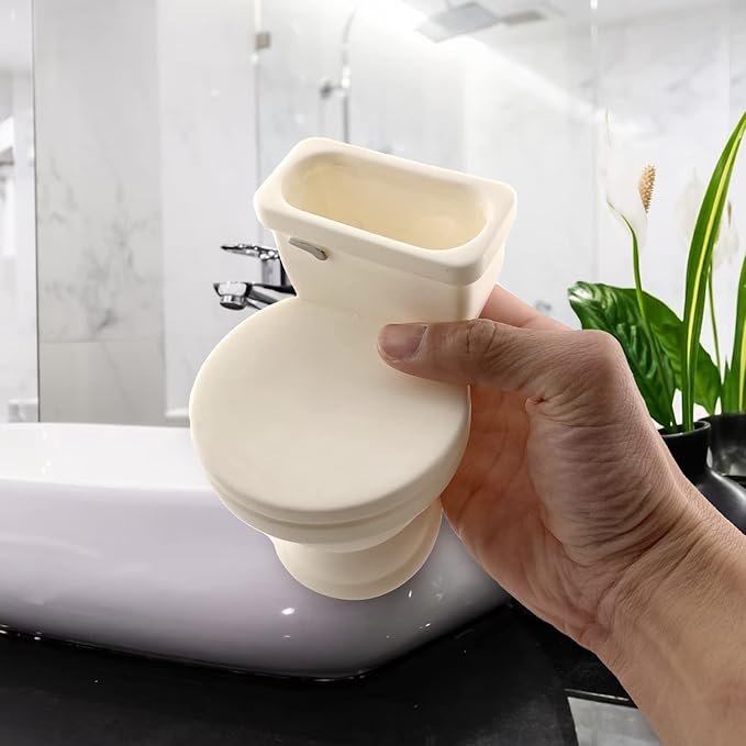 Kwirkworks Silly Toilet-Shaped Toothbrush Holder – Fun Bathroom Organizer for Kids, Holds 4 Toothbrushes, Hilarious and Functional
