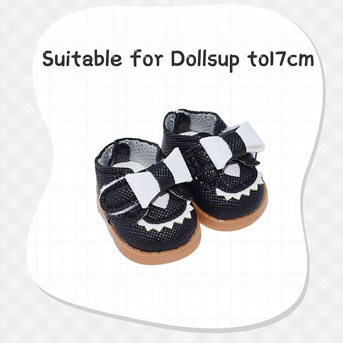 Compatible with Labubu Doll Shoes for 17cm Doll,Shoes Used for Labubu Accessories(GZB-Black)