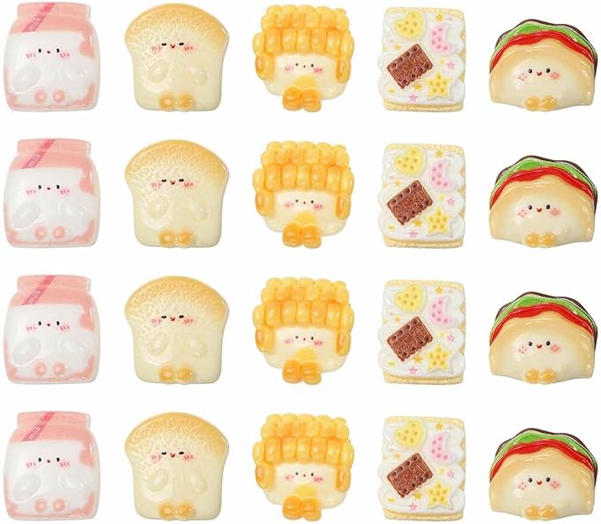 Dollhouse Miniature Food, Cute Mixed Dumpling Figures Toys Mini Resin Foods Trinkets for Pretend Play Kitchen Cooking Game & Doll House Decor (Mixing Colors, 20pcs)