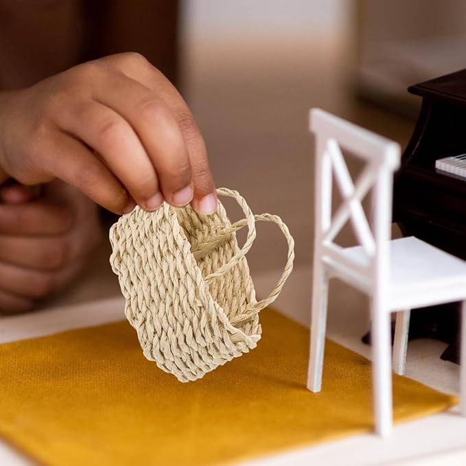 Baluue 3pcs 1:12 Scale Mini House Storage Basket Wicker Basket for Dollhouse Decor