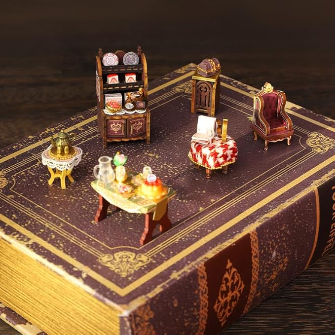CUTEROOM DIY Miniature House Kit, Wooden Dollhouse Kit with LED Magic Tiny House Kits for Adult Best Birthday (Edinburgh Castle)