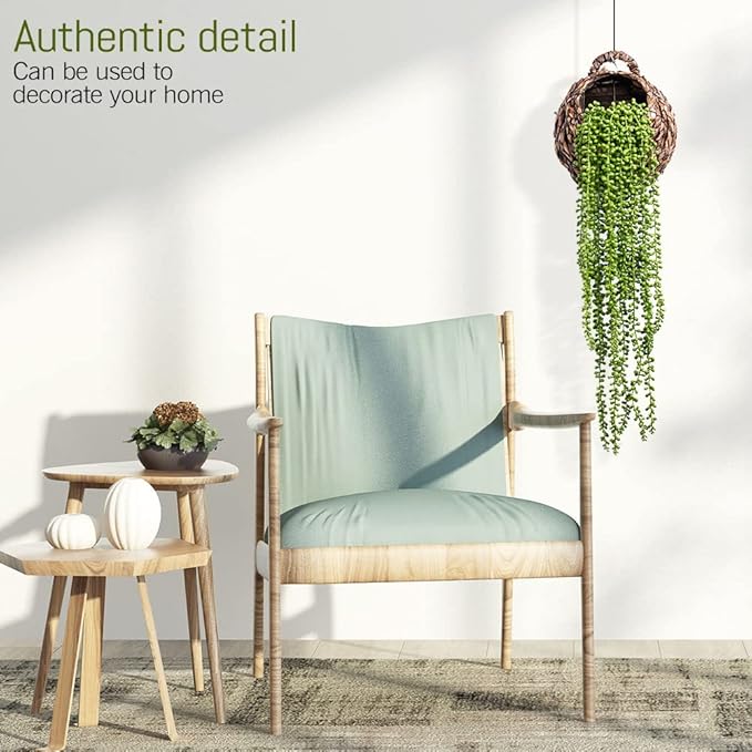 dallisten 6 Pcs Artificial Succulents Hanging Plants, Fake String of Pearls Greenery Plants, Decoration for Wall, Home, Backdrop, Garden, Indoor and Outdoor