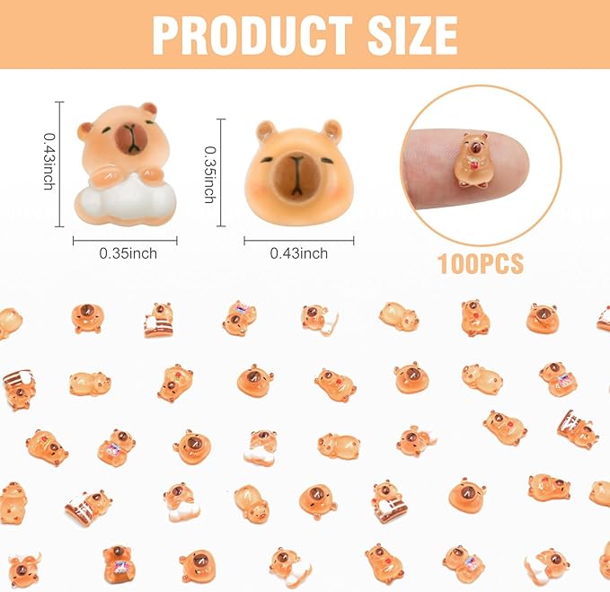 100 Pieces Tiny Capybara for Dollhouse Miniatures Resin Animals for Crafts Mini Capybara for Fairy Garden Micro Landscaping Decoration