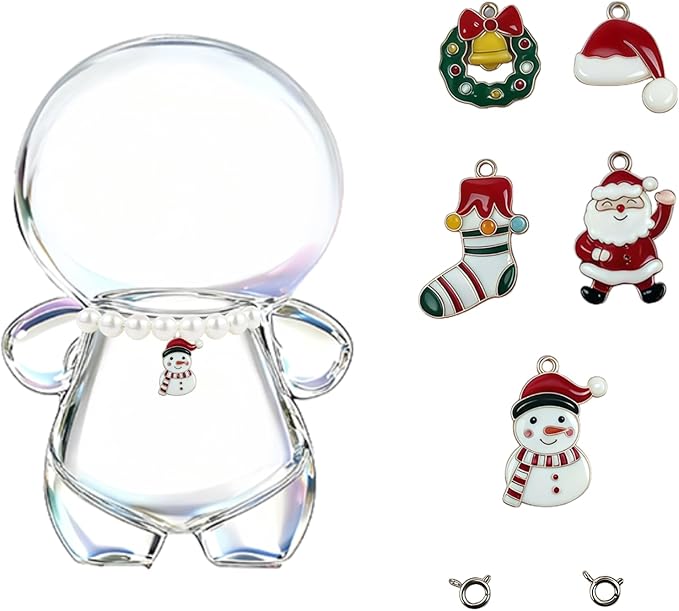 VPDSLABUBU Accessories for 3.9-6.7In(10-17cm) Dolls,8 Pcs Accessories,Including 1 Pearl Necklace,5 Christmas Collection Pendants,and 2 Spring Clips,Meet Your DIY Needs(Christmas)