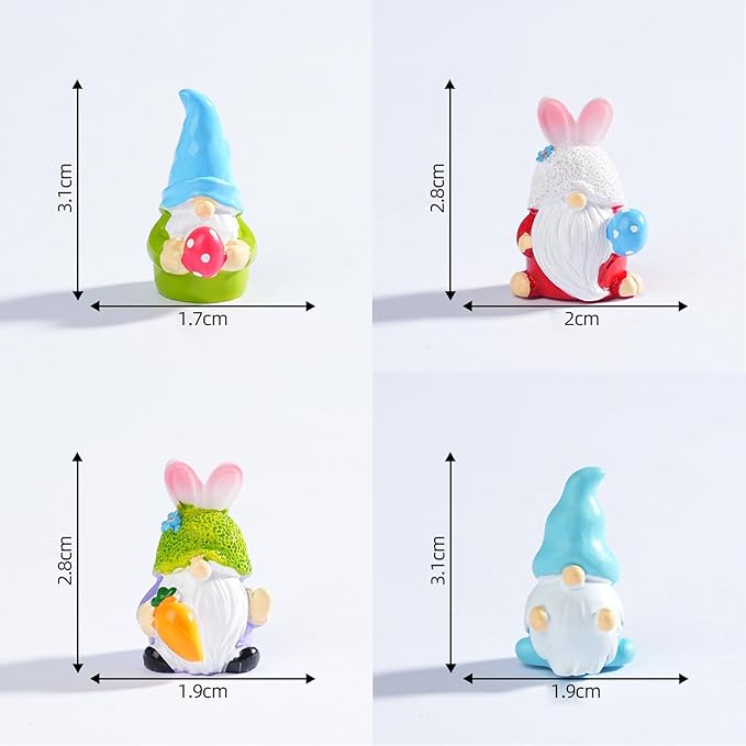 4 Pack Miniature Fairy Garden Figures - Resin Gnome Decor, Cute Fairy Garden Accessories, DIY Mini Plants Decor, Fairy House Accessories Set