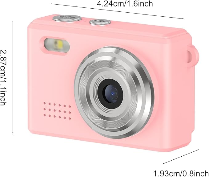 Tangxi Mini Keychain Digital Camera for Students, 1080P 12MP Small Camera Video Recorder, 6 Filters, 0.96 Inch LED Display for Travel Study Recording (Pink)