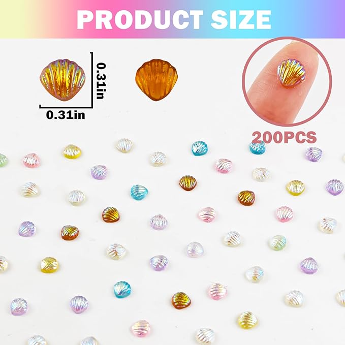 200 Pieces Tiny Shell Decor for Crafts Dollhouse Miniatures Resin Micro Shell Ocean Decorations for Dollhouse Fairy Garden Micro Landscaping Decorations