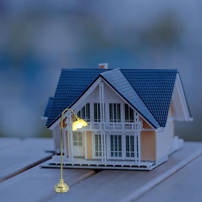 NUOBESTY Mini Dollhouse Lamp Vintage Floor Lamp for Dollhouse Garden Street Decoration 1:12 Scale Led Light Furniture Ornament Battery Operated
