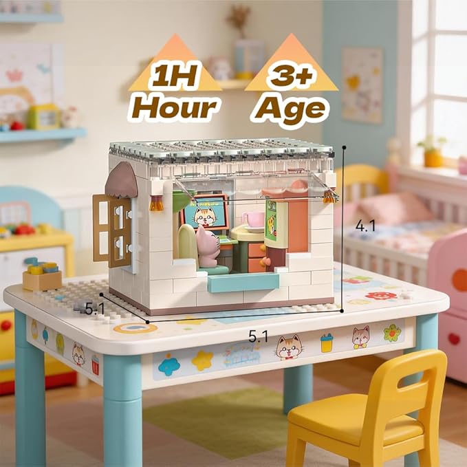 kvlidvo Koko's Cat Town DIY Miniature House Kit,Tiny House Home Office Building Kits,Purrfect Dollhouse with 254PCS,Gift for Cat Lovers Teens Kids Ages 3+. Purr-FECT Gift! (HY-120A2)