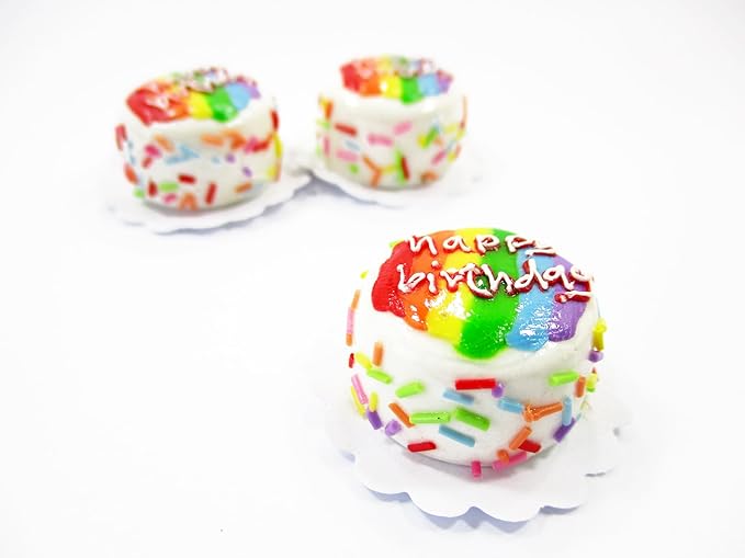 Dollhouse Rainbow Birthday Cake 2 cm Miniature 1:12 Bakery Dessert Charms 16915