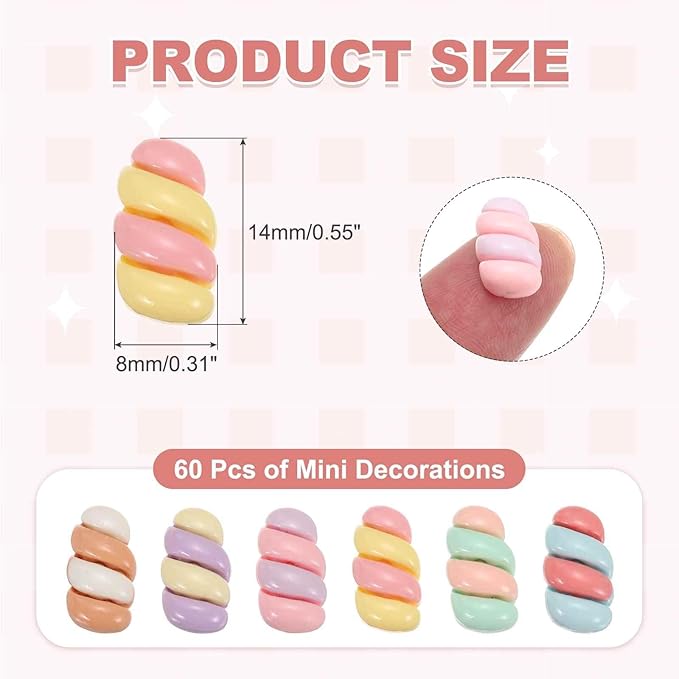 Mini Cute Colorful Bread Decor, Miniature Doll Food Crafts for Dollhouse & Landscape & Mini Kitchen & Micro Fairy Garden & DIY Craft Decorations(Light Colors, 60pcs)