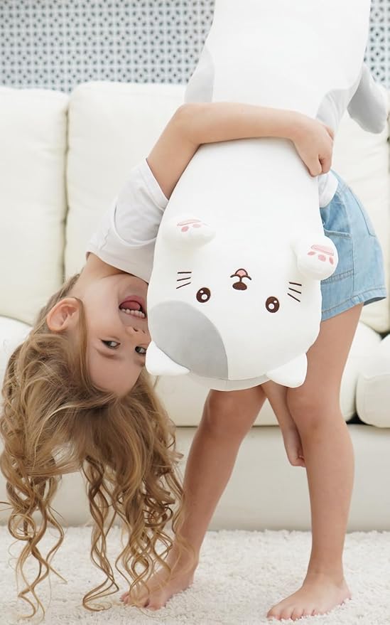 36" Cat Stuffed Animal, Soft Long Pillow Doll Cute Cartoon Kitten Plush Body Pillow Plushies Toy Gift for Kids, Girls, Birthdays, Valentine's, Christmas