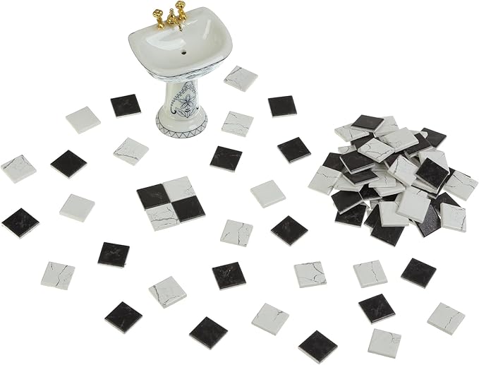 150 pcs, Dollhouse Flooring, 1:12 Scale Doll House Tiles, Miniature Checkerboard Floor, REDUCIO!