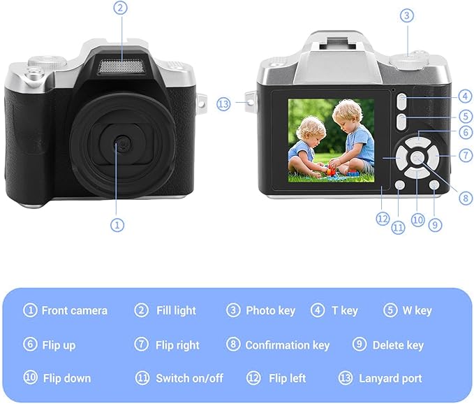 Zunate Mini Keychain Camera, 48MP HD Mini Retro Digital Camera, Portable Small Cameras Vintage Compact Micro Cameras, 1.54 inch HD Screen for Travel Study Recording (Black)