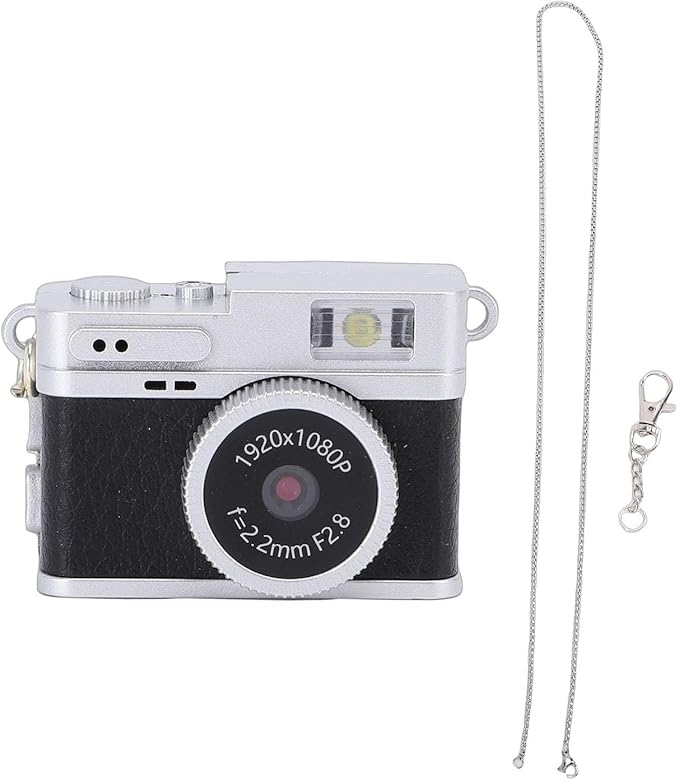 XUMIUZIY Mini Keychain Digital Camera, 1080P 2MP Compact Camera with 0.96 Inch HD Screen, Rechargeable Small Video Recorder with Keychain Neck Strap for Travel