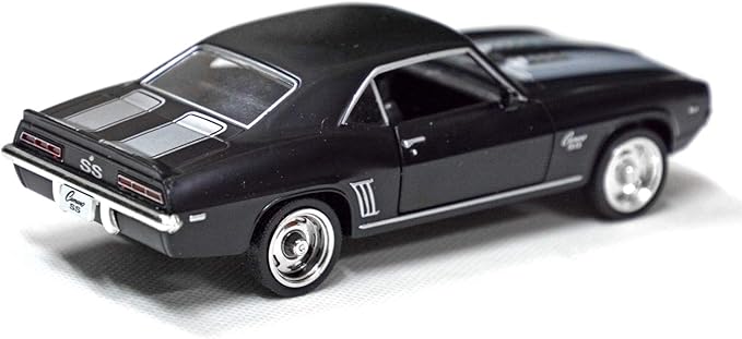 Tianmei 1:32 Scale Supercar Styling Alloy Die-Cast Car Model Collection Decoration Ornaments, Kids Play Vehicle Toys with Pull Back Action and Open Doors (Camaro 1969 - Black)