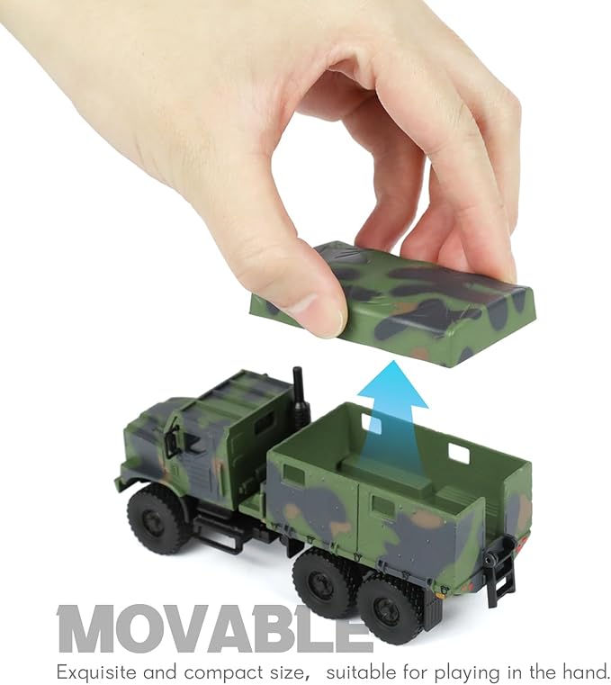 1/64 Tactical Truck Model Military Truck Armored Car Military MTVR MK23 Medium Vehicle Die-cast Metal Model Kit for Collection or Gift (Camouflage Green)