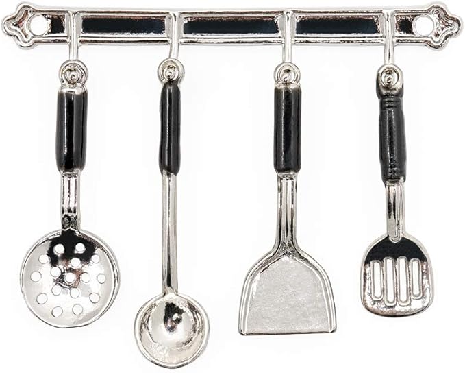 Odoria 1/12 Miniature Kitchen Utensils Dollhouse Decoration Accessories, Silver