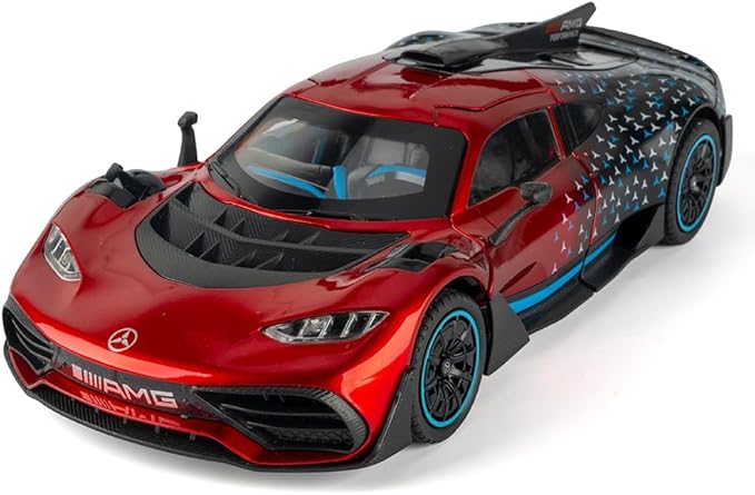 Toy Car Model 1/24 Red AMG ONE Alloy Collectible Vehicle Pull Back Die-Cast with Lights and Sound