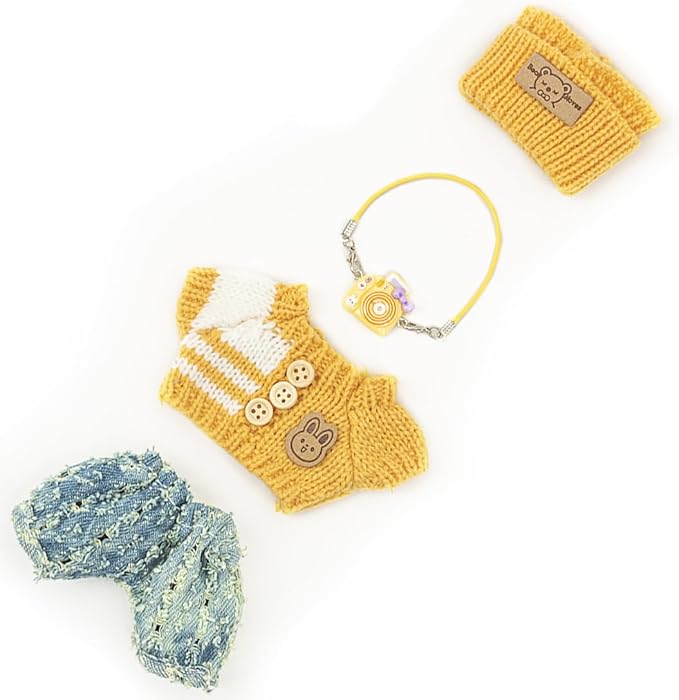 Clothes for Lububu 17cm Dolls(NO Doll) for Lububu Doll Outfits with Accessories Suit for Lububu Cute Stylish Dress Up Set Yellow