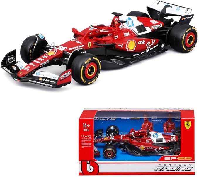1/43 2025 Race F1 SFR SF25 16# Charles Leclerc Alloy Car Die Cast Car Model Vehicle Diecast Formula (SF-25 16#)