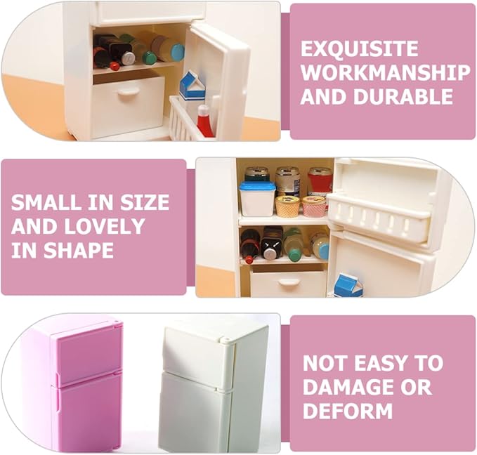 Kisangel 2pcs Doll House Refrigerator Mini Fridge Toy Dollhouse Fridge Miniature Toys Dollhouse Refrigerator Toy for Kids Dollhouse Furniture