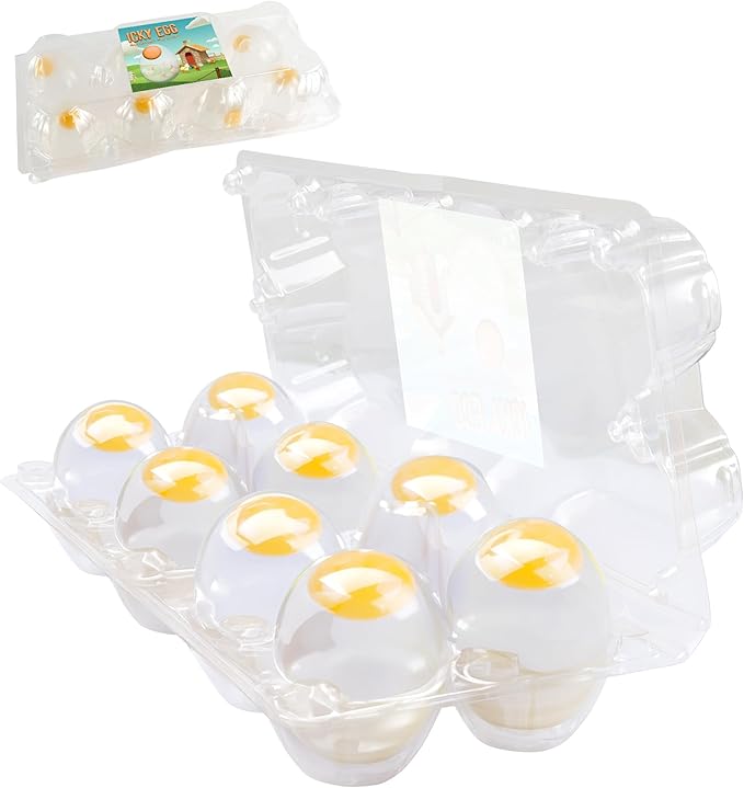 Squishy Ball Eggs Clear Egg Yolk Fun Squeeze Toys Stress Toys for Kids Easter Basket Fillers Squishy Funky Eggs Birthday Party Favors Pack of 8 Squishy Eggs