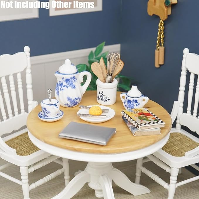 Odoria 1/12 Miniature Porcelain Tea Set Plates and Silverware Kitchen Utensils Dollhouse Accessories, Grapes