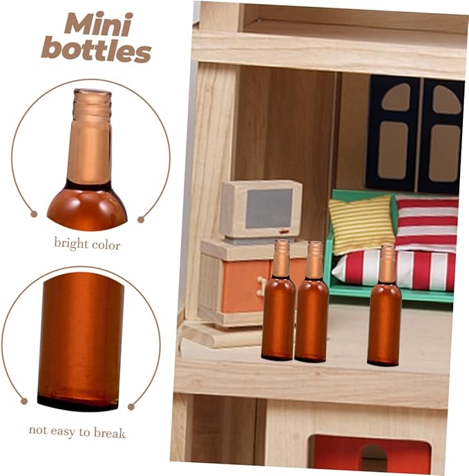 Totority 24pcs Mini Beer Bottles for Dollhouse Resin Miniature Wine Bottles Toys for Boys and Girls