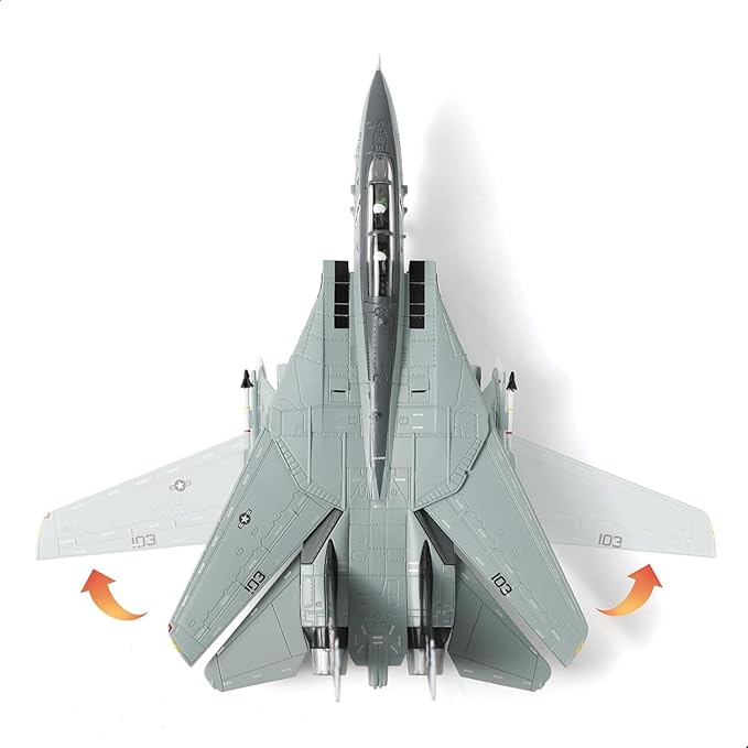 1/100 F-14B Santa Cats Fighter Model VF-103 Jolly Rogers Tomcat Christsmas Painting Pre-Built Jet Aircraft Fighter Alloy Metal Diecast Plane Model with Display Stand Collection Gift for Adult