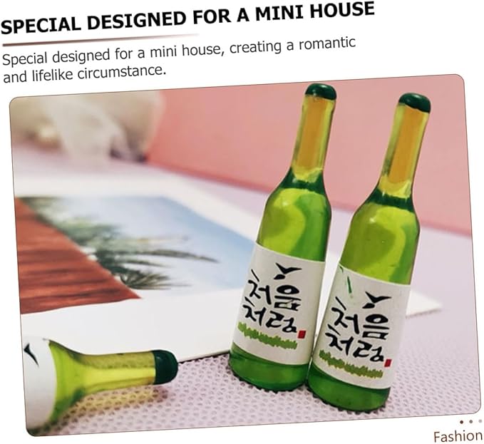 ifundom 12pcs Mini Korean Rice Wine Bottle Models Miniature Bottles for Dollhouse Kitchen Scale Diorama Decor Accessories