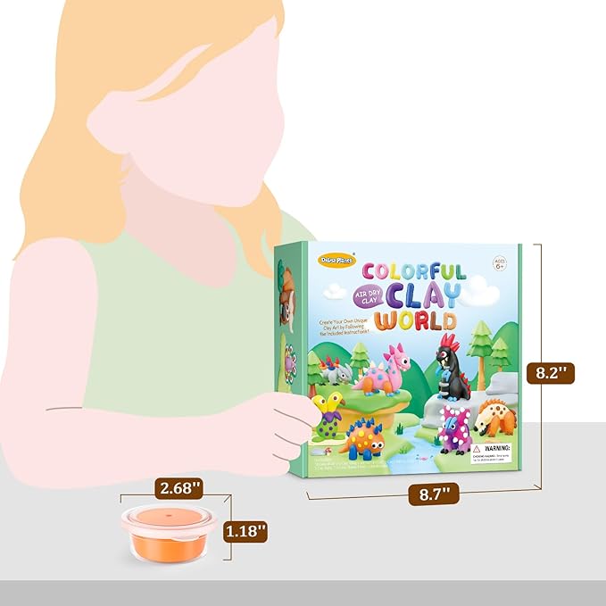 Drama Planet Air Dry Clay Kit for Kids - 18 Cans of Modeling Clay, 46-Page Guidebook with 26 Character Tutorials, Great Gift for Boys & Girls