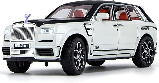 Toy Car Model Rolls-Royce Cullinan 1/24 White Alloy Collectibles Die-cast Vehicles with Sound and Light
