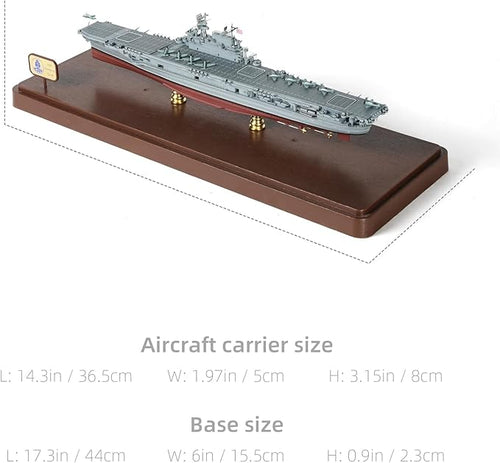 1/700 USS Enterprise CV-6 Aircraft Carrier ABS + Alloy Diecast Boat Model World War II Pacific War Aircraft Carrier Diecast Model with Display Stand and Dust Box Collection Gift for Adult