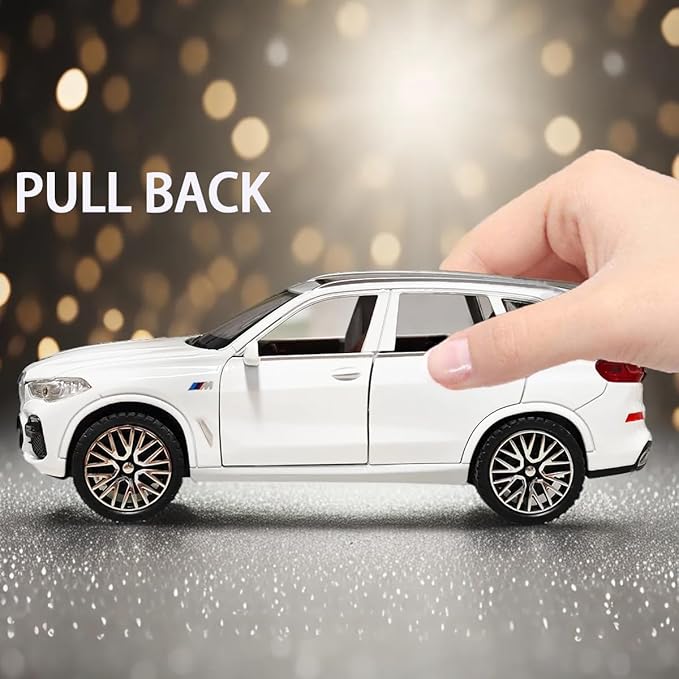 Toy Cars Compatible for X5 1/32 Metal Model Car Toys with Light and Sound Pull Back Collectible Model for Children Age 3 + Year Old Festival Gift(White)