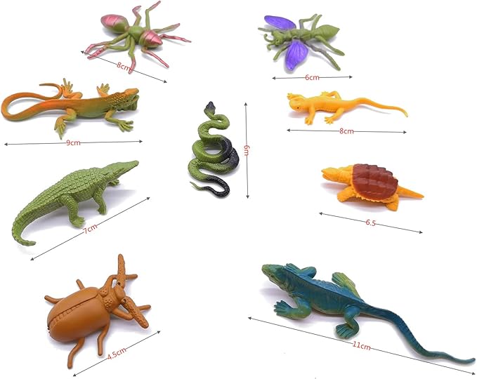 Guaishou 20pcs Realistic Bugs Plastic Insects Animals Figures Toys Contains Ladybugs Caterpillars Beetles Mantises Scorpions Lizards Snakes Frogs Ants
