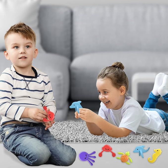 ArtCreativity 48 Pcs Sea Animal Toys, Sea Creatures Bendable Toys for Kids in 5 Assorted Designs Plastic Animals, Great as Aquatic Ocean Party Favors, Under the Sea Sarty Pinata Stuffers