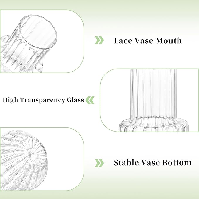 Glasseam Glass Bud Vases for Centerpieces: 16Pcs Small Clear Vase for Flowers Bulk Wedding Table Centerpieces - Modern Mini Decorations for Cute Vintage Home Living Room Decor