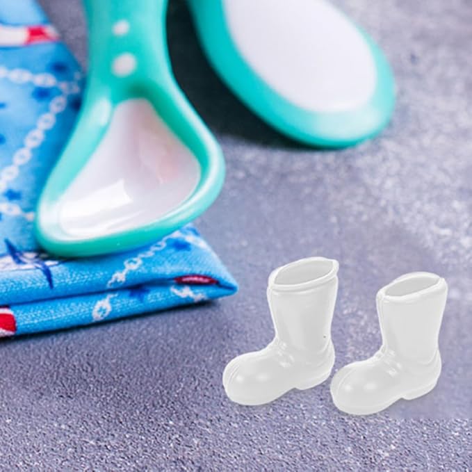 BESPORTBLE Mini Santa Claus Shoes 100 Pcs of Santa Boots, Mini Shoes Model for Crafts Christmas Dollhouse Table Centerpiec Decorations, White