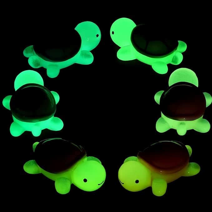 30 Pcs Medium Glow in The Dark 3D Resin Turtles Miniature Garden Figurines,Accessories for Decorating DIY Dollhouse Fish Tank Fridge Wall Art, Safe, Durable, Non Fading