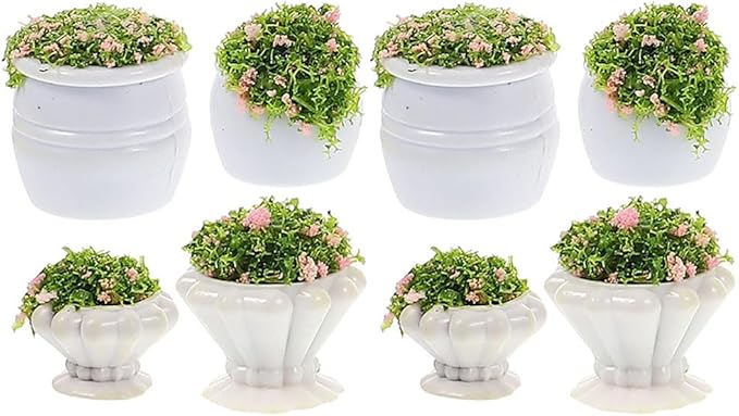 Abaodam 8Pcs Dollhouse Miniature Plants Mini Potted Plant Miniature Bonsai Plants Mini Flower Pots Scenery Landscape Plant Decor Dollhouse Decoration Greenery Ornament